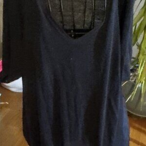 Eileen Fisher Tunic L Linen& Silk Midi top Sheer Lagenlook long minimalist